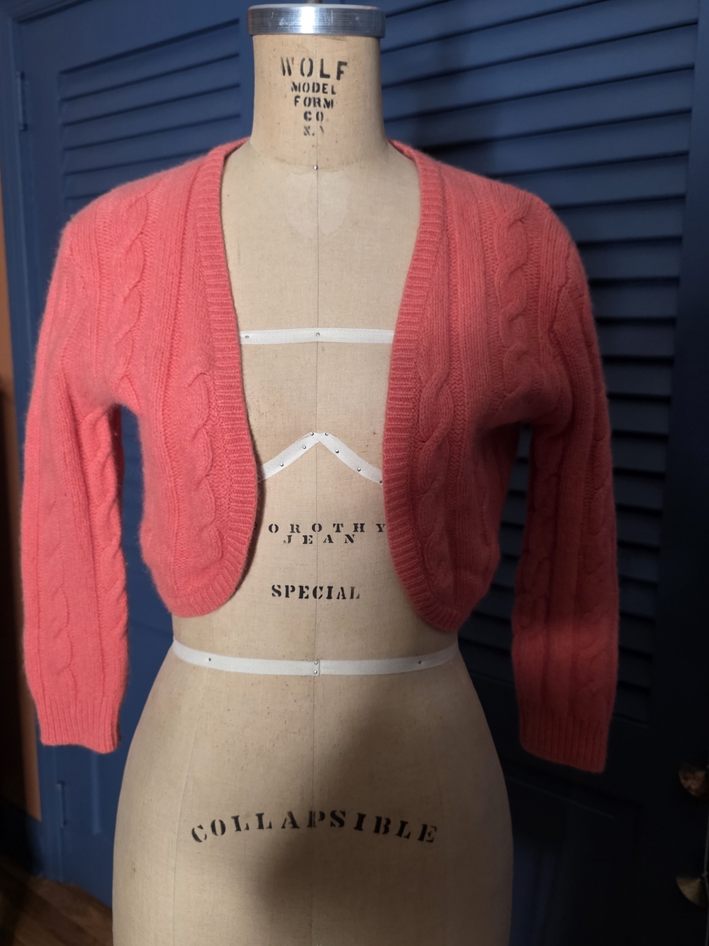 The Limited Coral Pink Cable-Knit Cropped Cardigan
